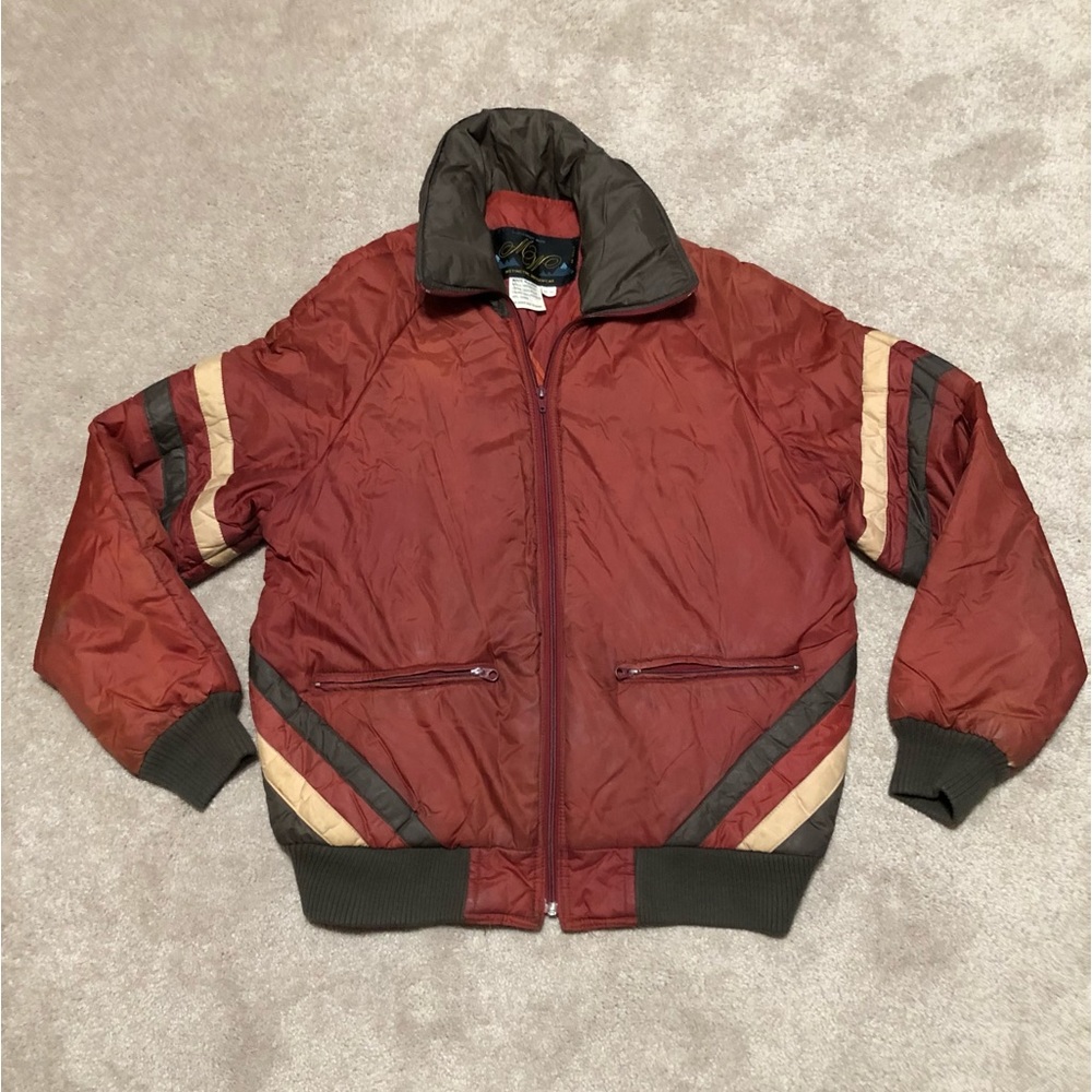 Vintage Montgomery Ward Puffer Coat Zip Up Winter Ski Bomber Jacket Size L